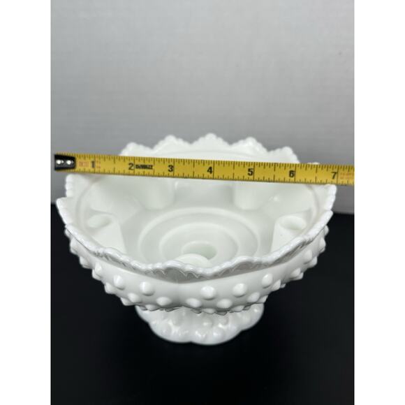 Vintage White Milk Glass Hobnail Pedestal Tapered 6 Candle Holder 7” - Picture 4 of 7